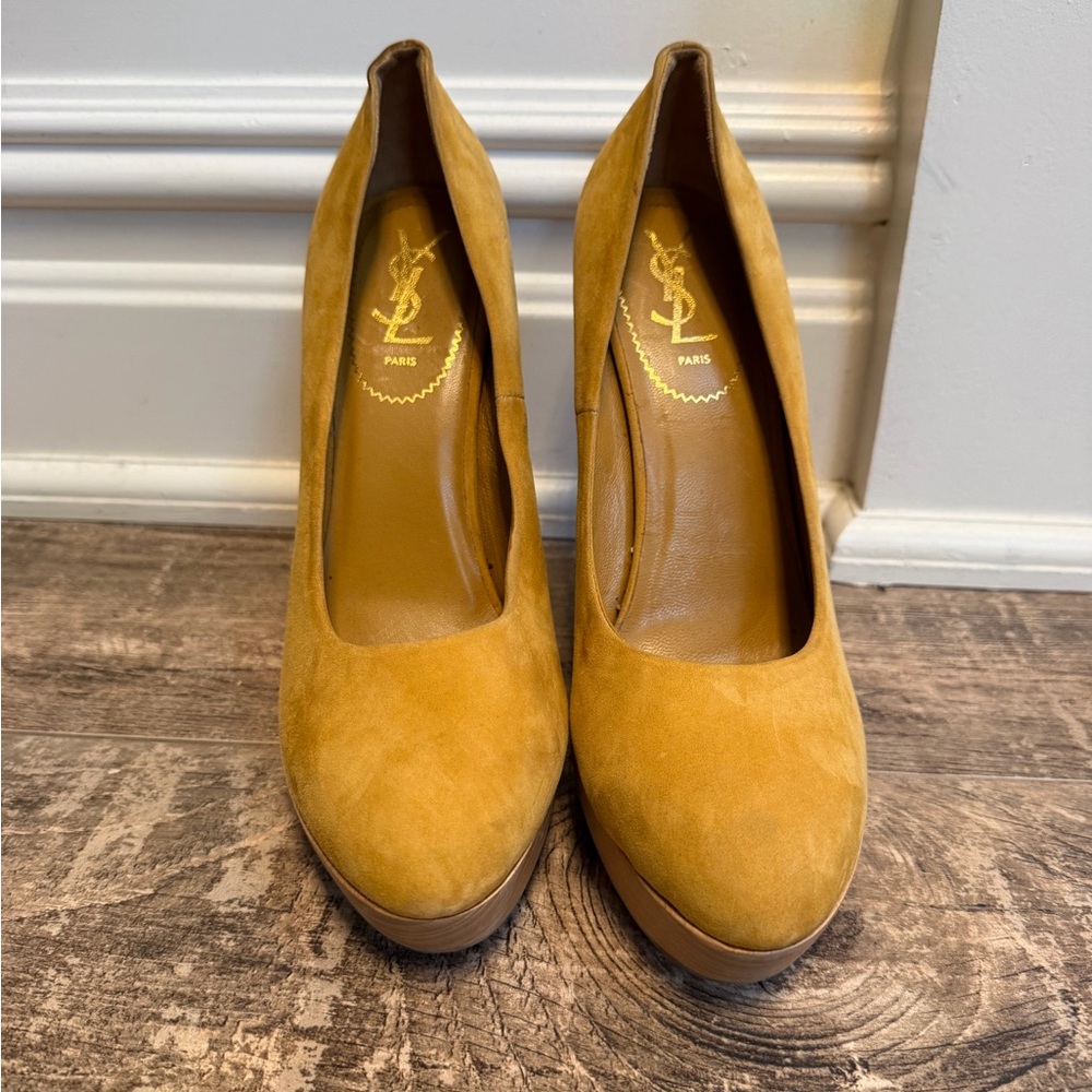 Auth YVES SAINT LAURENT Suede Maryna Wedges size 40.5